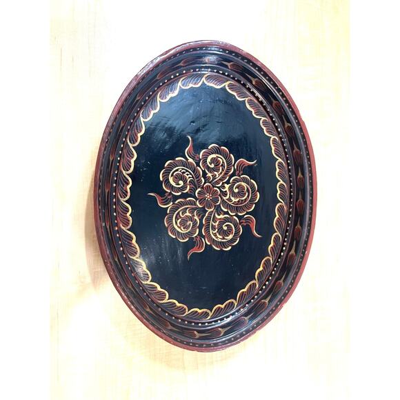 Nora Fenton Hand Painted Wooden Platter Serving Dish - Picture 1 of 5